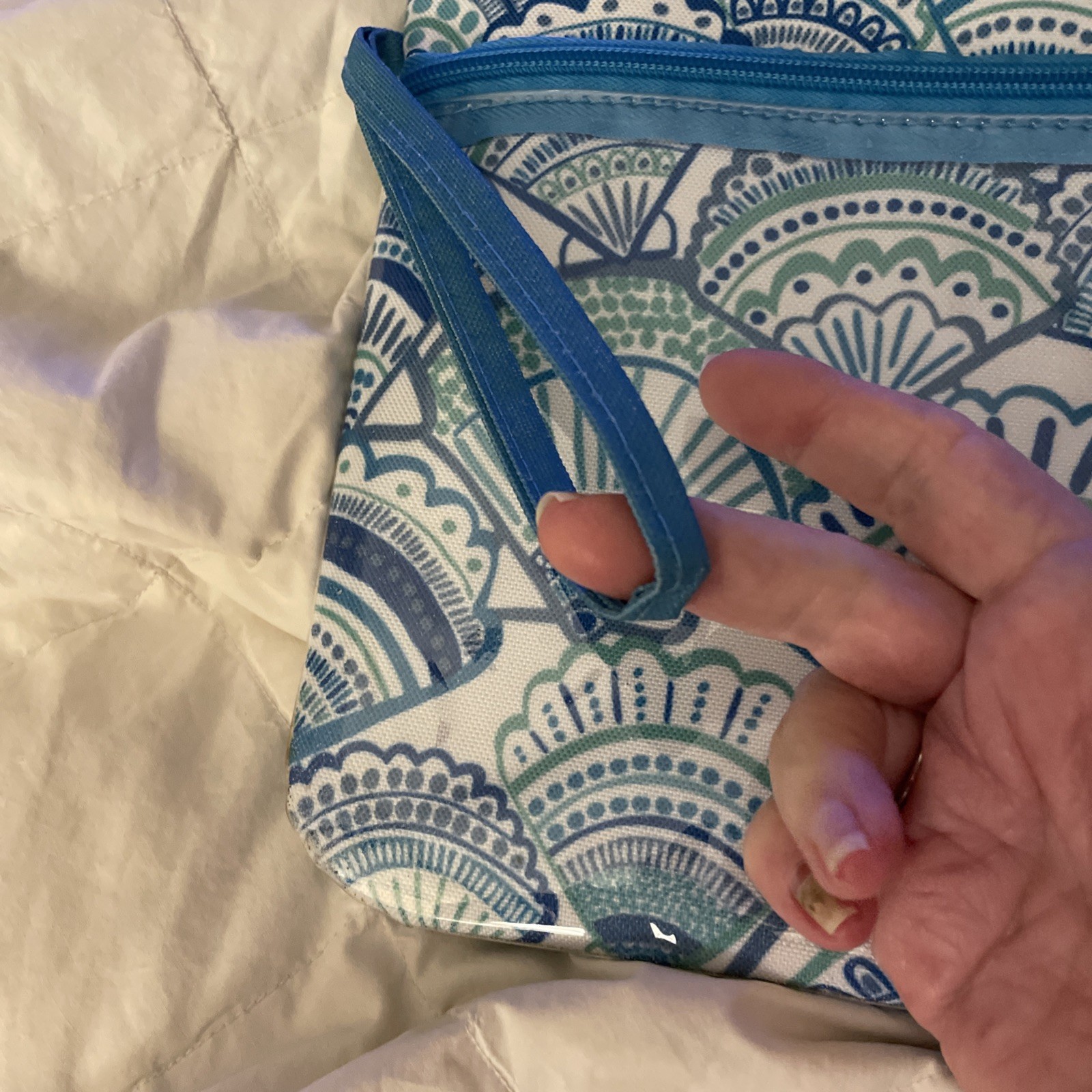 Sun & Sky Bathing Suit Utility Bag Blue Pool Beach Wet Dry Bag Zippered Carry