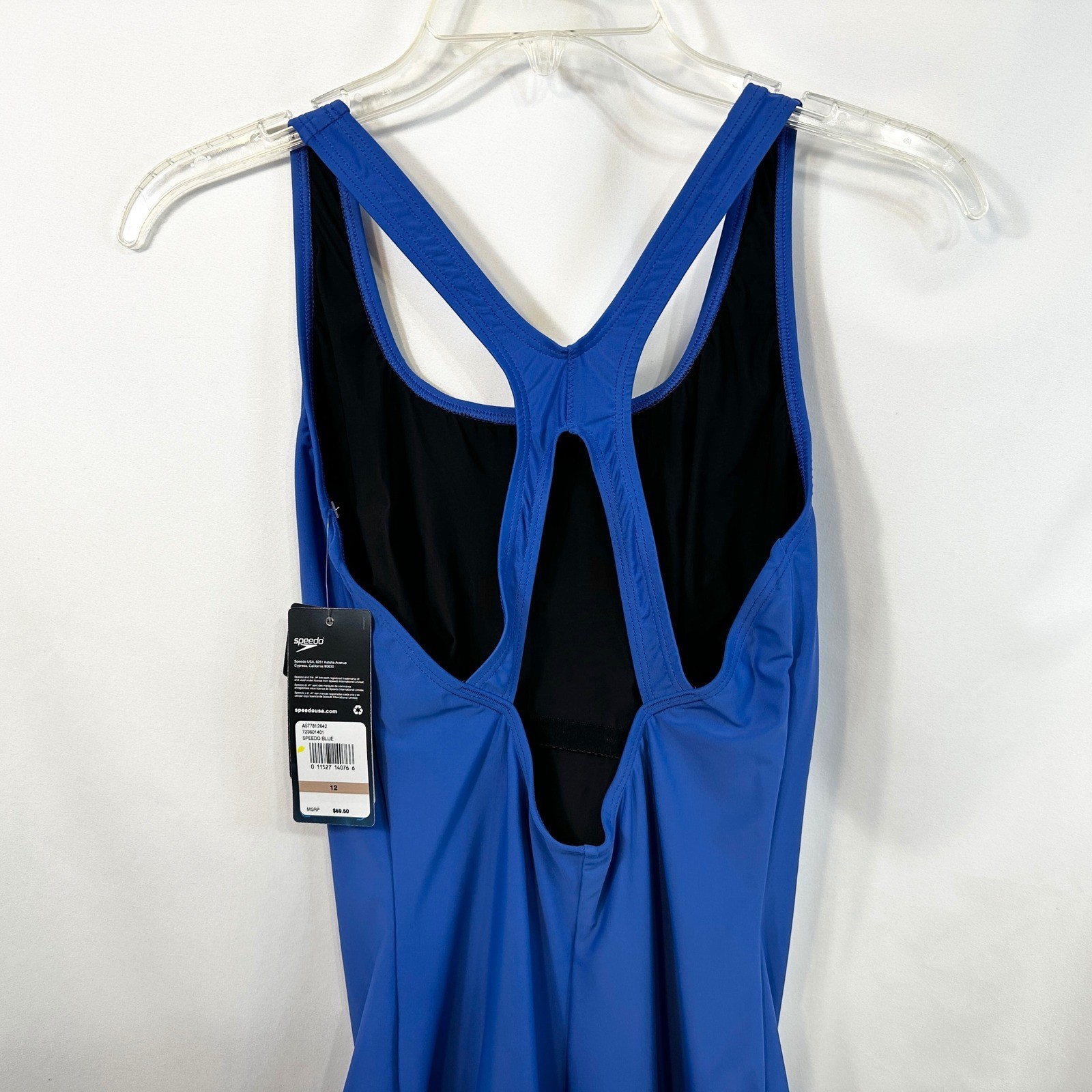 Speedo Endurance+ Size 12 Swimsuit Blue One Piece UPF 50+ Modest Cut NWT 888