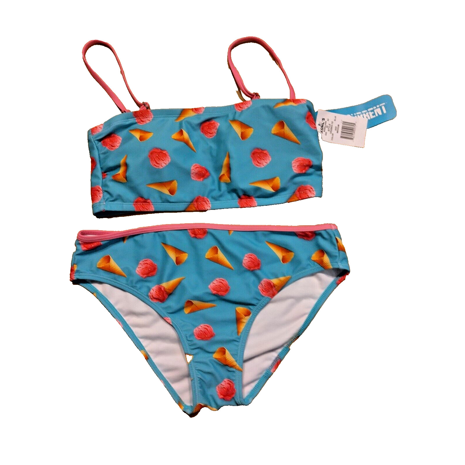 Women’s Undercurrent Blue Ice Cream Cones 2 Pc. Bathing Suit Swimwear Medium NWT