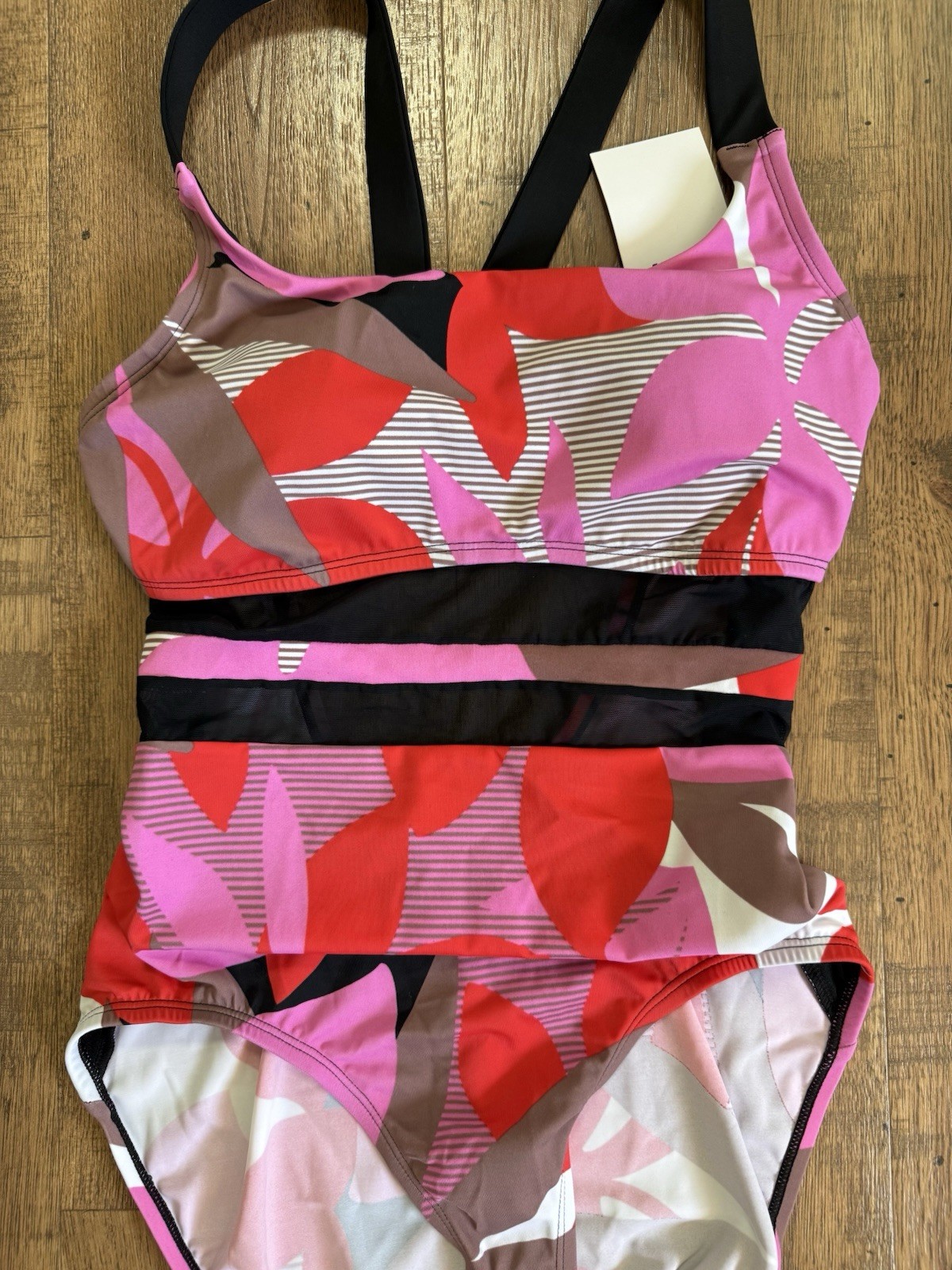 Nike One Piece Competitive Swimwear Swimsuit L Pink Red Floral