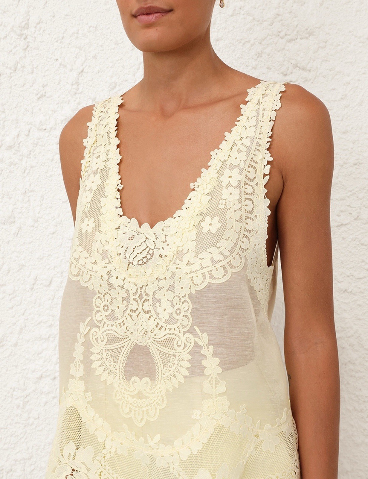 EEUC ZIMMERMANN Natura Lace Patch Tank in Lemon SZ 1 $750