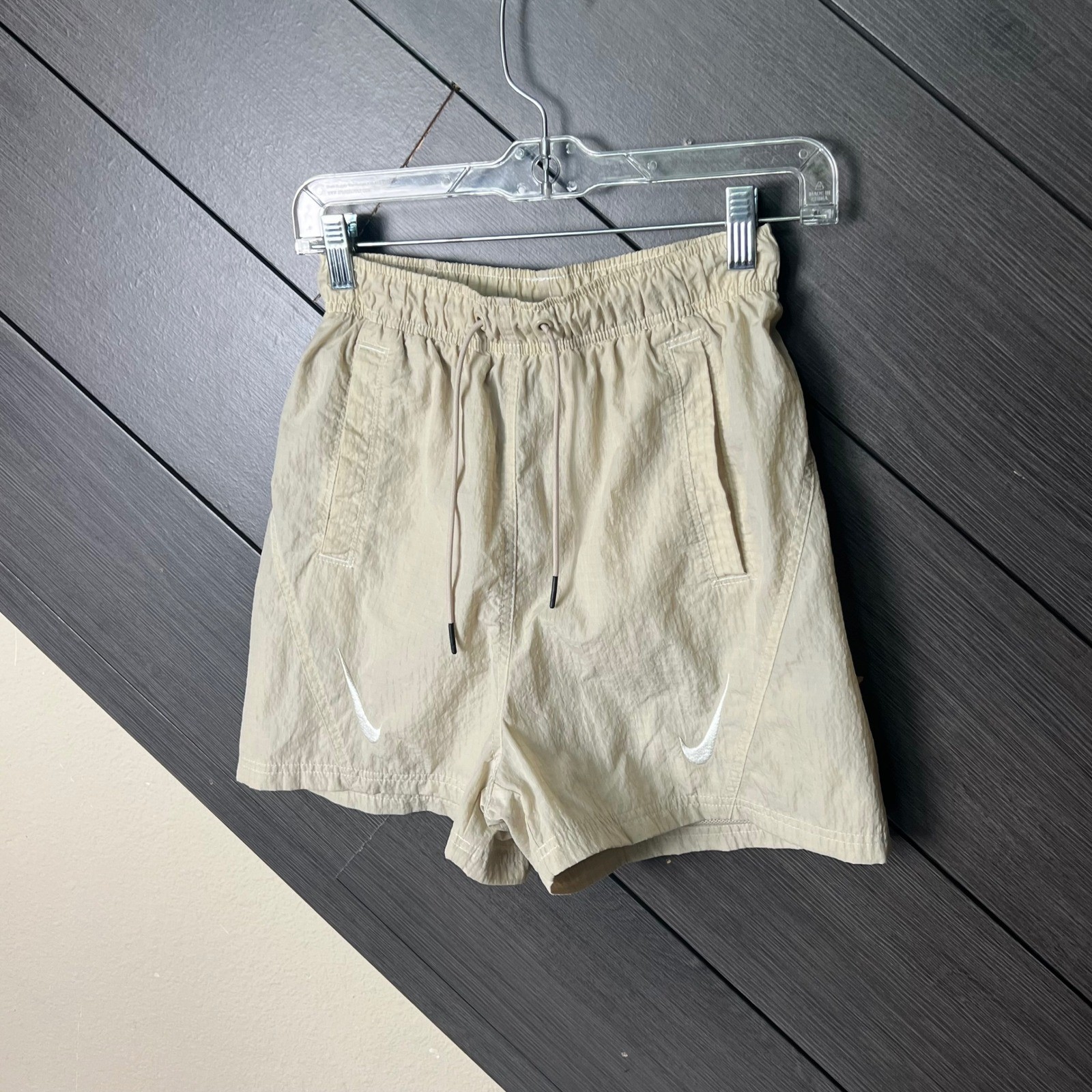 Nike Women’s Beige Swim Shorts Board Shorts Drawstring XS Y2K Beach