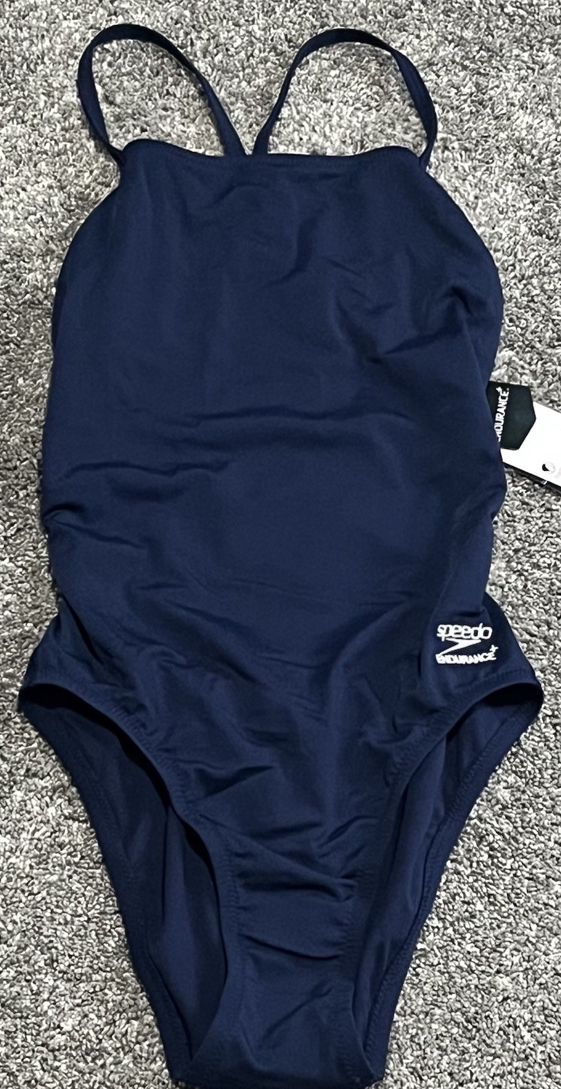 NEW Speedo Women’s Swimsuit One Piece Size 34 Navy Blue Endurance+ Racing Cut