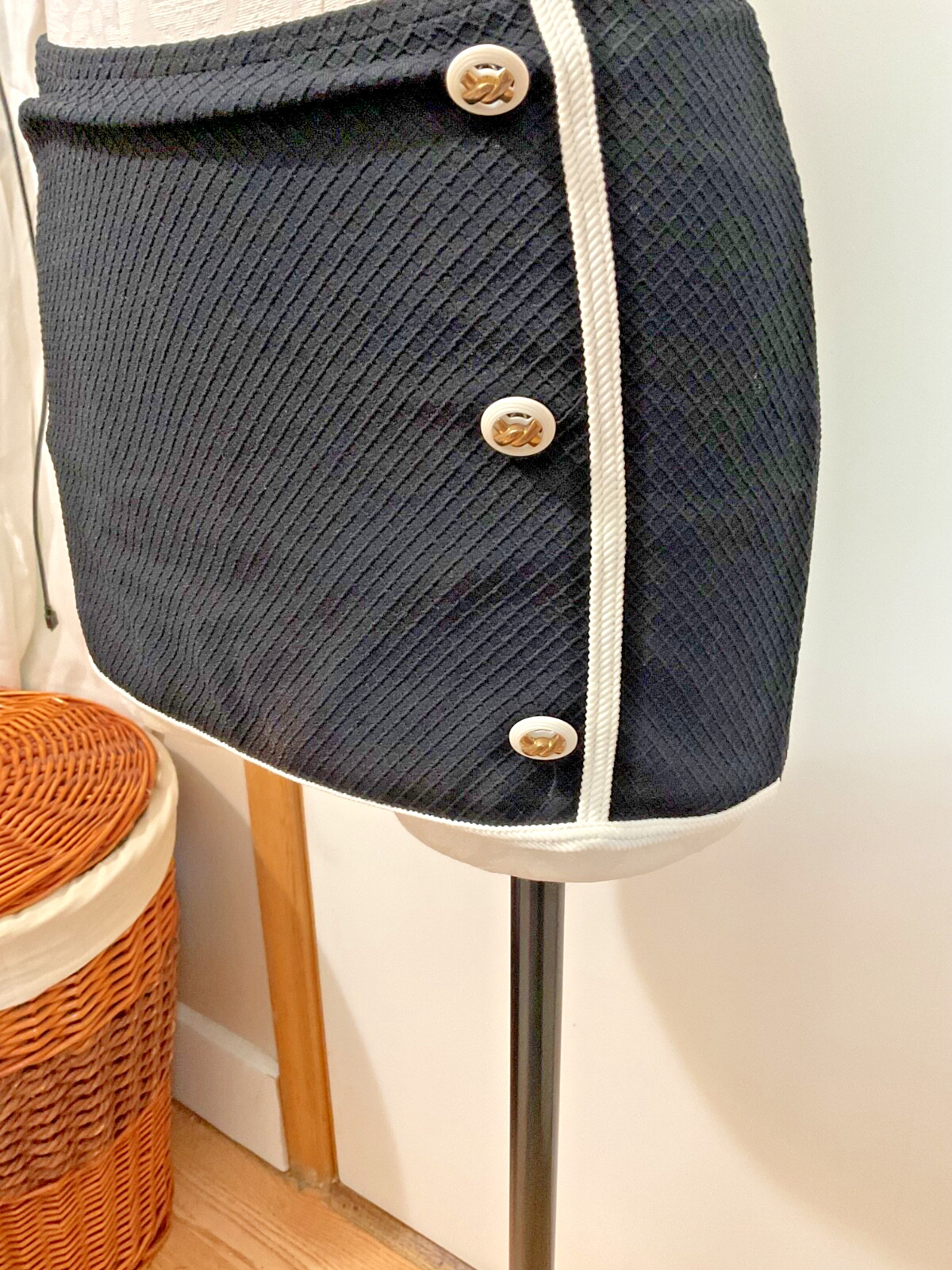 Retro look Victorias Secret Black with Stripe button detail