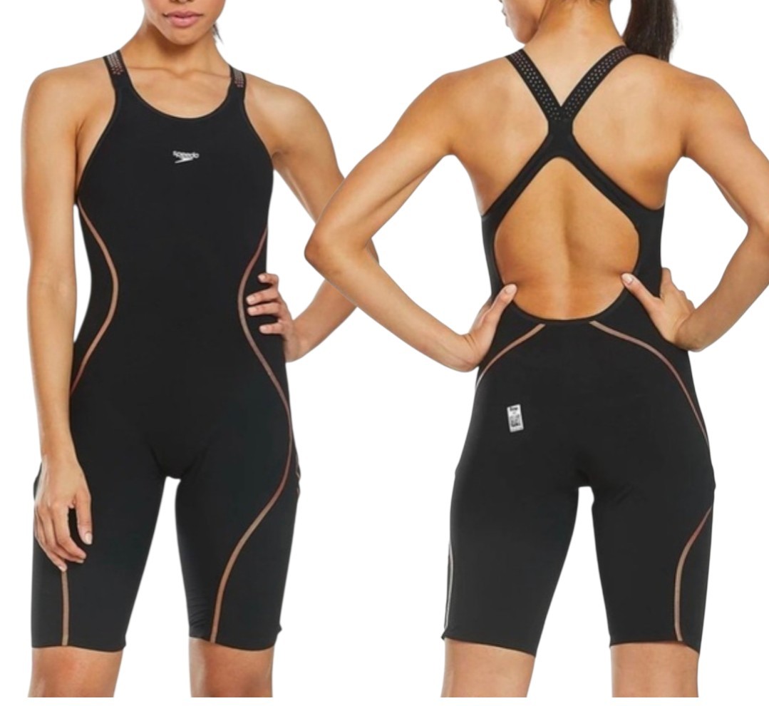 SPEEDO FASTSKIN Sz 26 LZR PRO Black Gold Competition Logo Swimming RaceJersey