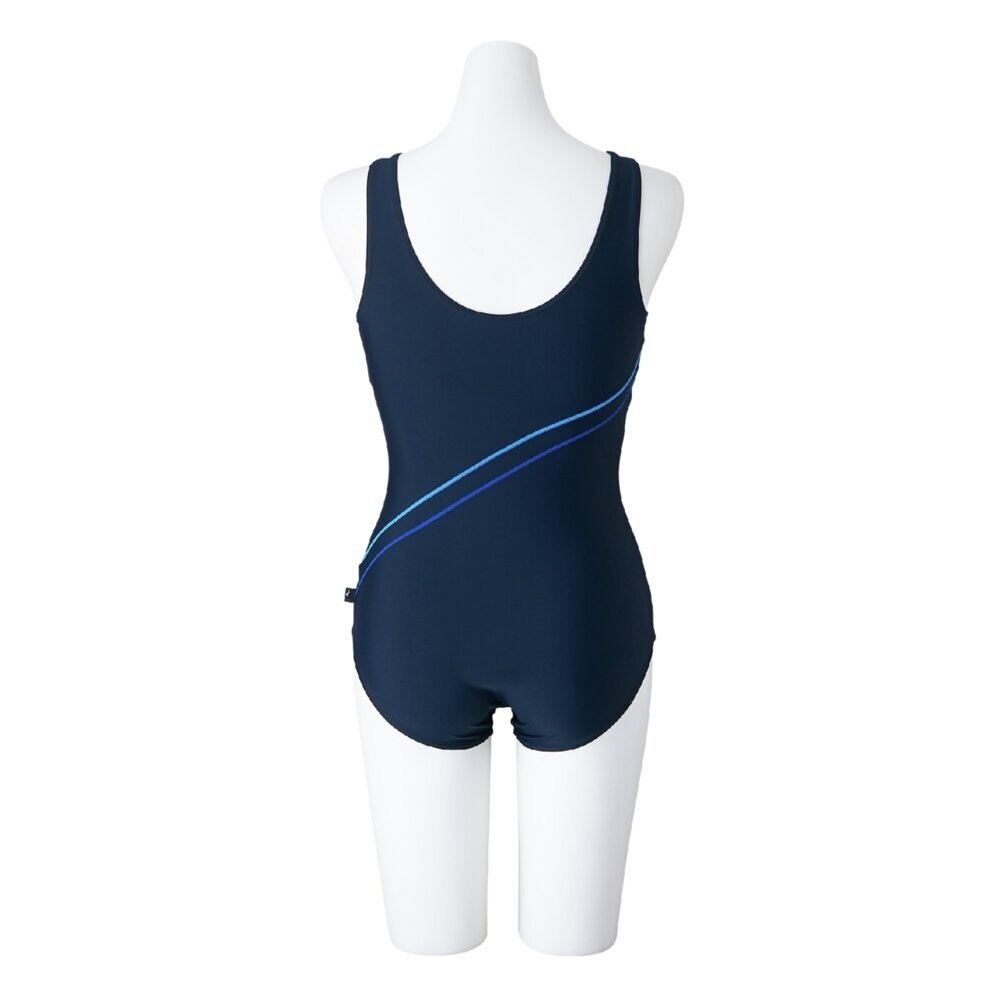 Mizuno Women’s Aqua Fitness One-Piece Swimsuit Color-Block Design Navy/C.Blue