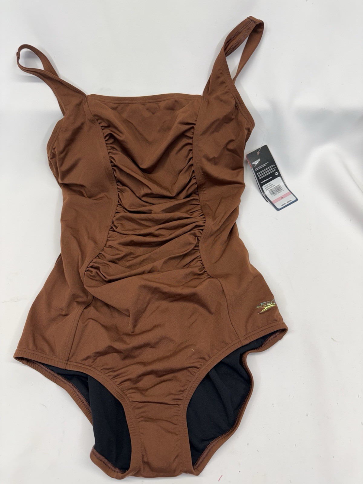 Speedo Women’s Adjustable Solid Shirred Tan/brown Size 10