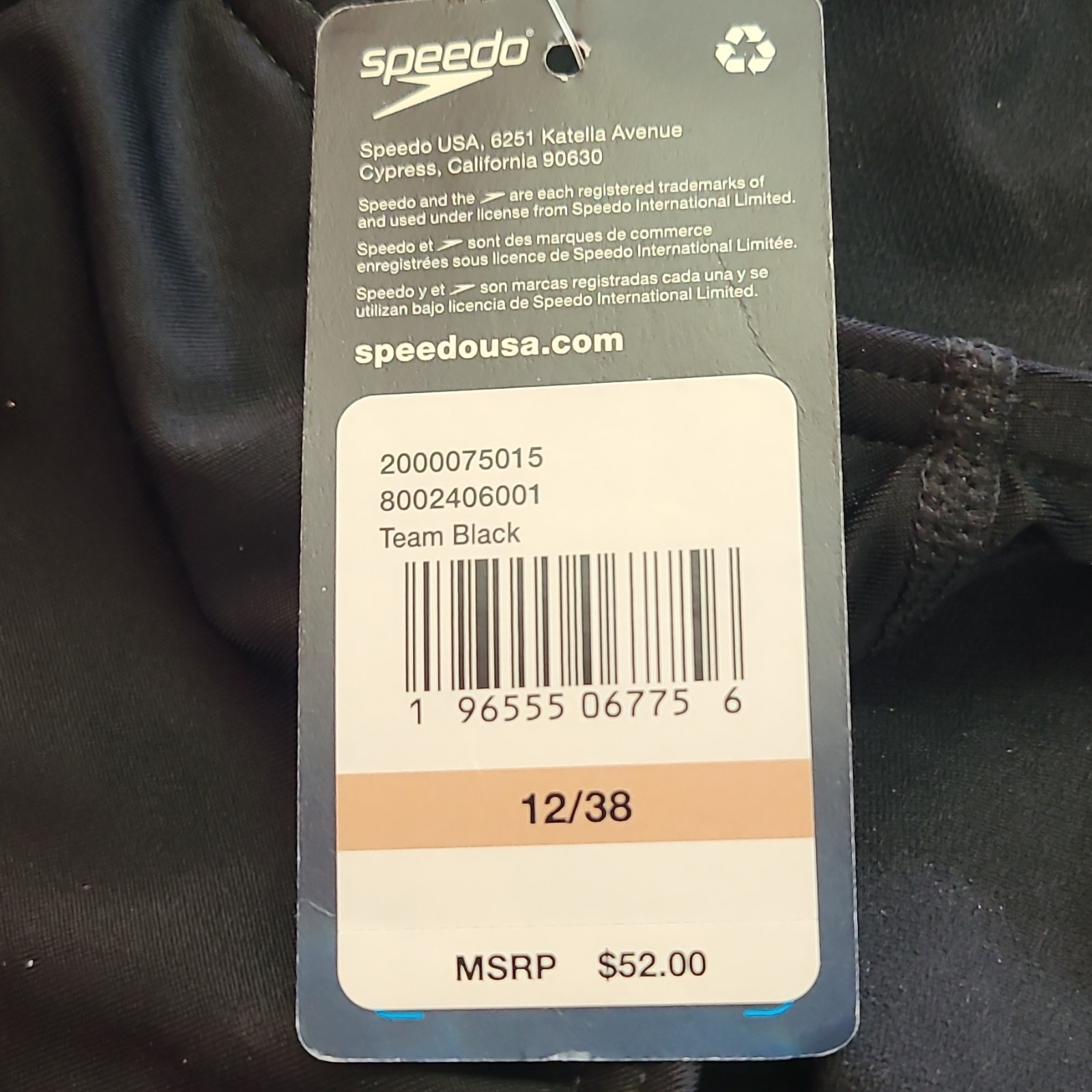 Speedo Competitive Swimwear One Piece Swimming Black Swimsuit Size 12/38