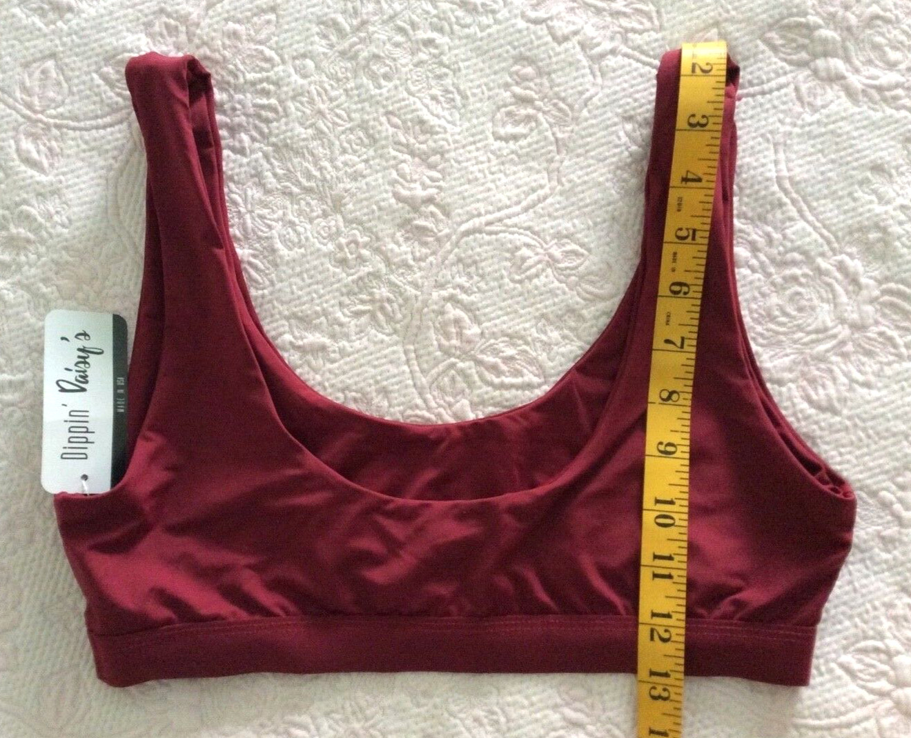 DIPPIN’DAISY’S BRAND NEW BANDED BURGUNDY SPORTY SWIM Women TOP SZ M