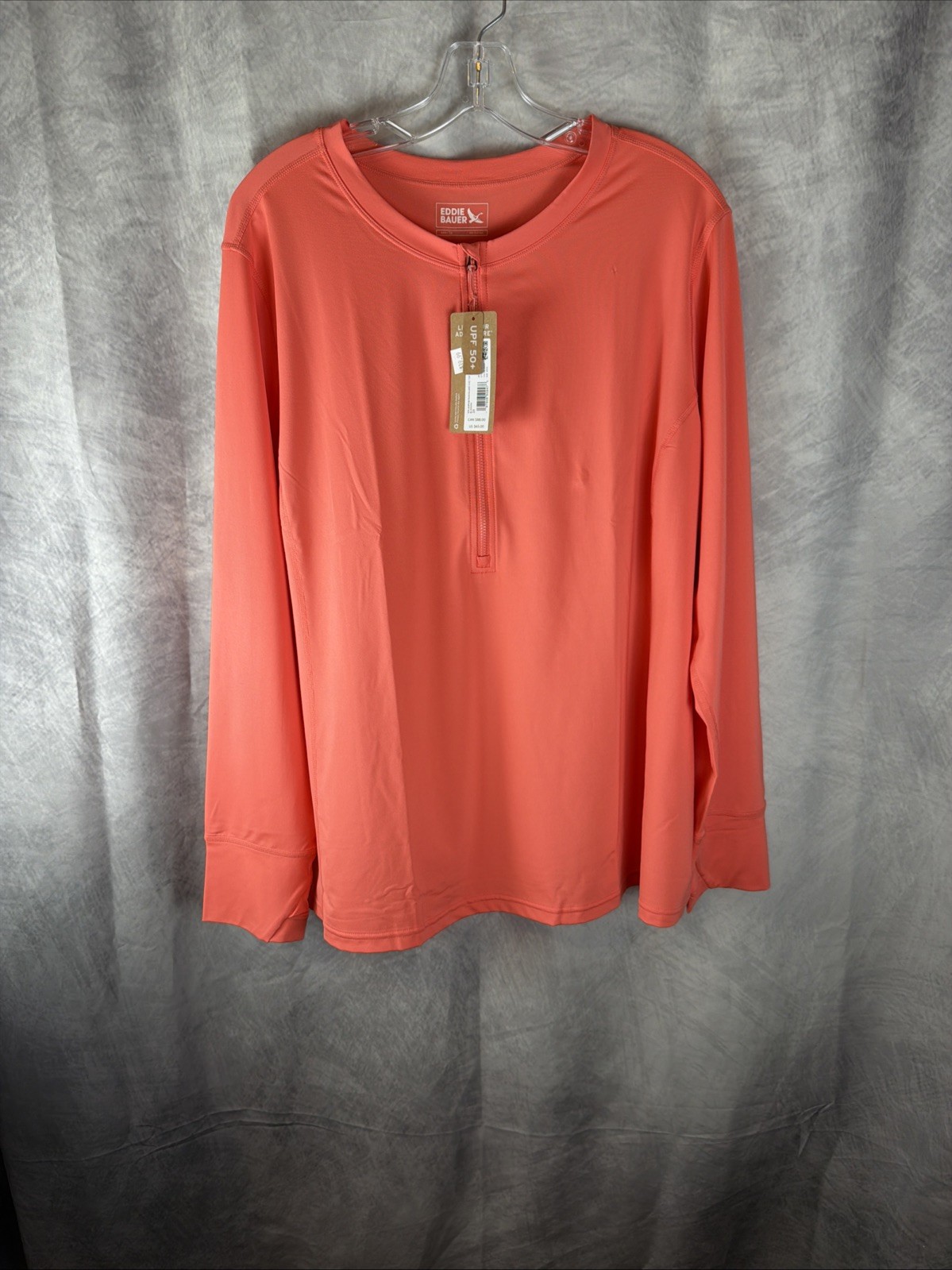 Eddie Bauer Long Sleeve Amphib Rashguard 1/4 Zip Top Orange Sz 3XL