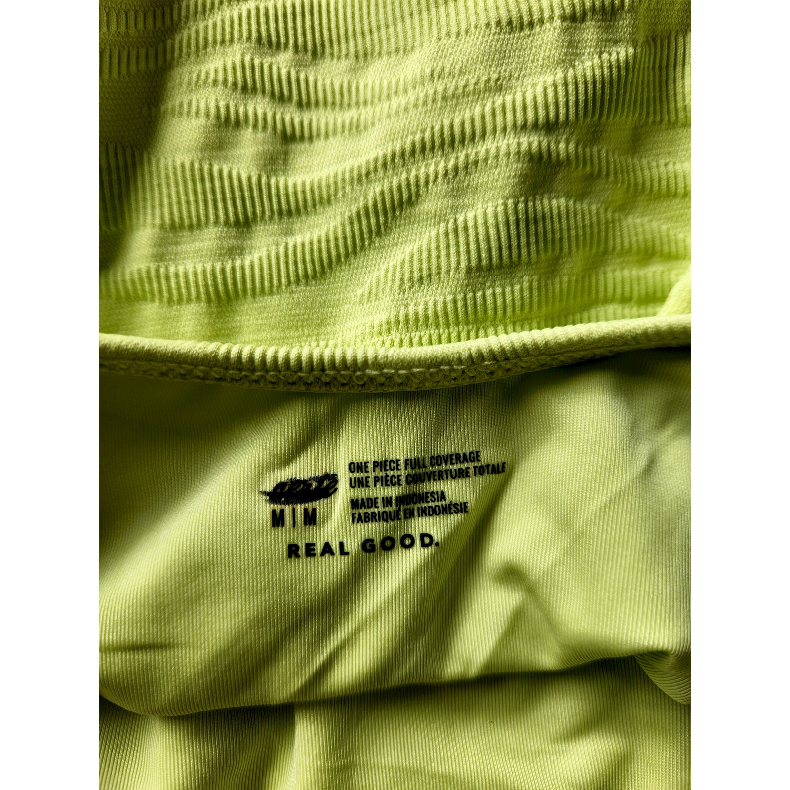 Aerie Real Good Lime Textured Halter One Piece Swimsuit M NWT