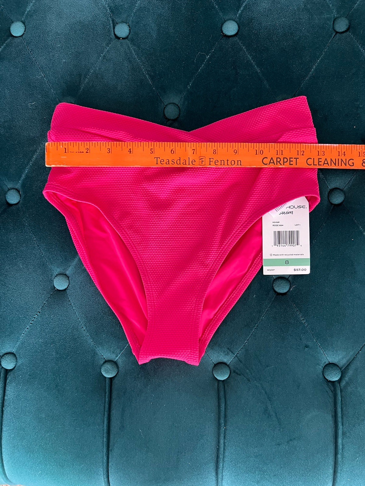 Beach House Rose Hi-Waisted Solid Bottom Sun Pink NWT Size 8