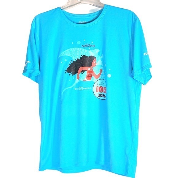 Brooks Run Disney Princess Moana size XL 10K 2026 Women’s Aqua Performance Tee