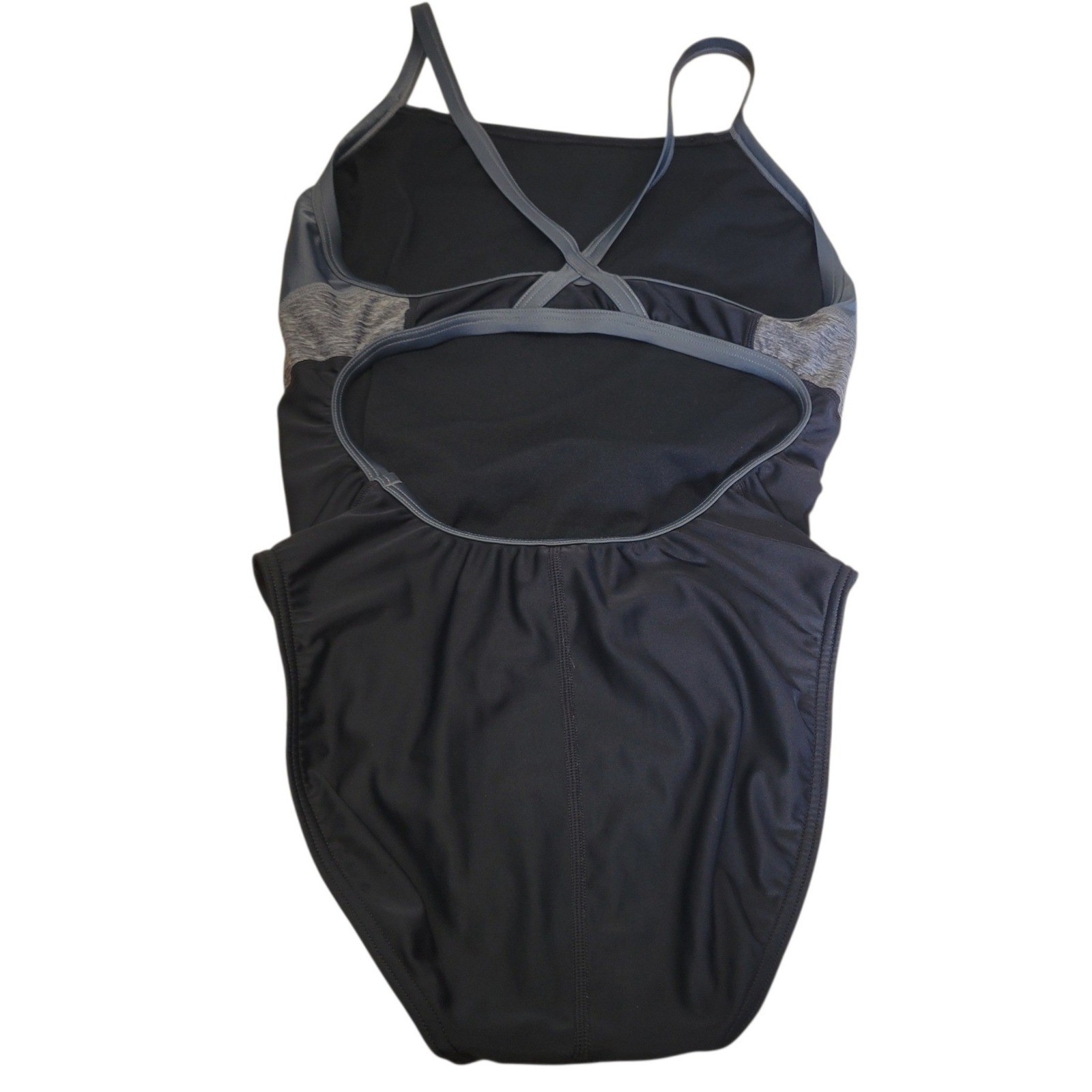 Speedo Pro LT One piece Swimsuit 10/36 Black Grey Colorblock Crossback C670