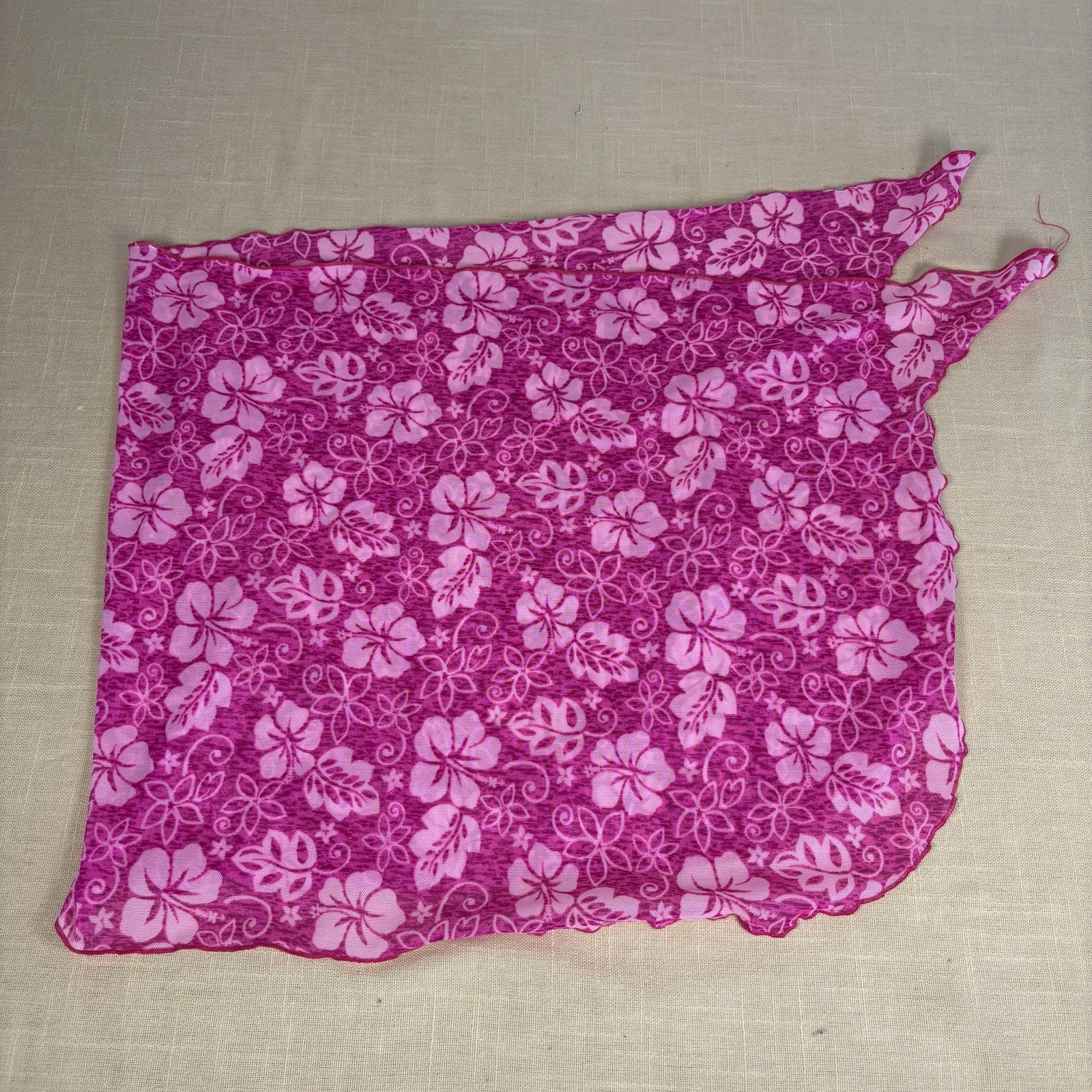 2000s Hot Pink Hawaiian Semi-Sheer Sarong Swim Coverup Tie Pool Swim Y2K OS