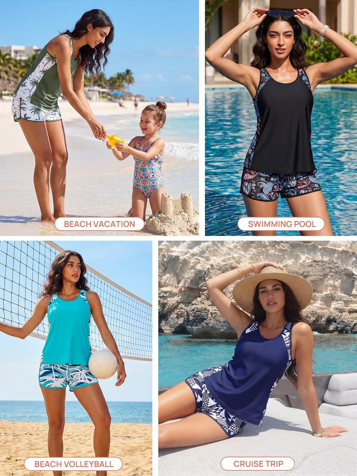 Summer Mae Blouson Tankini Swimsuits for Women 2026 Tummy Control Two Piece B…