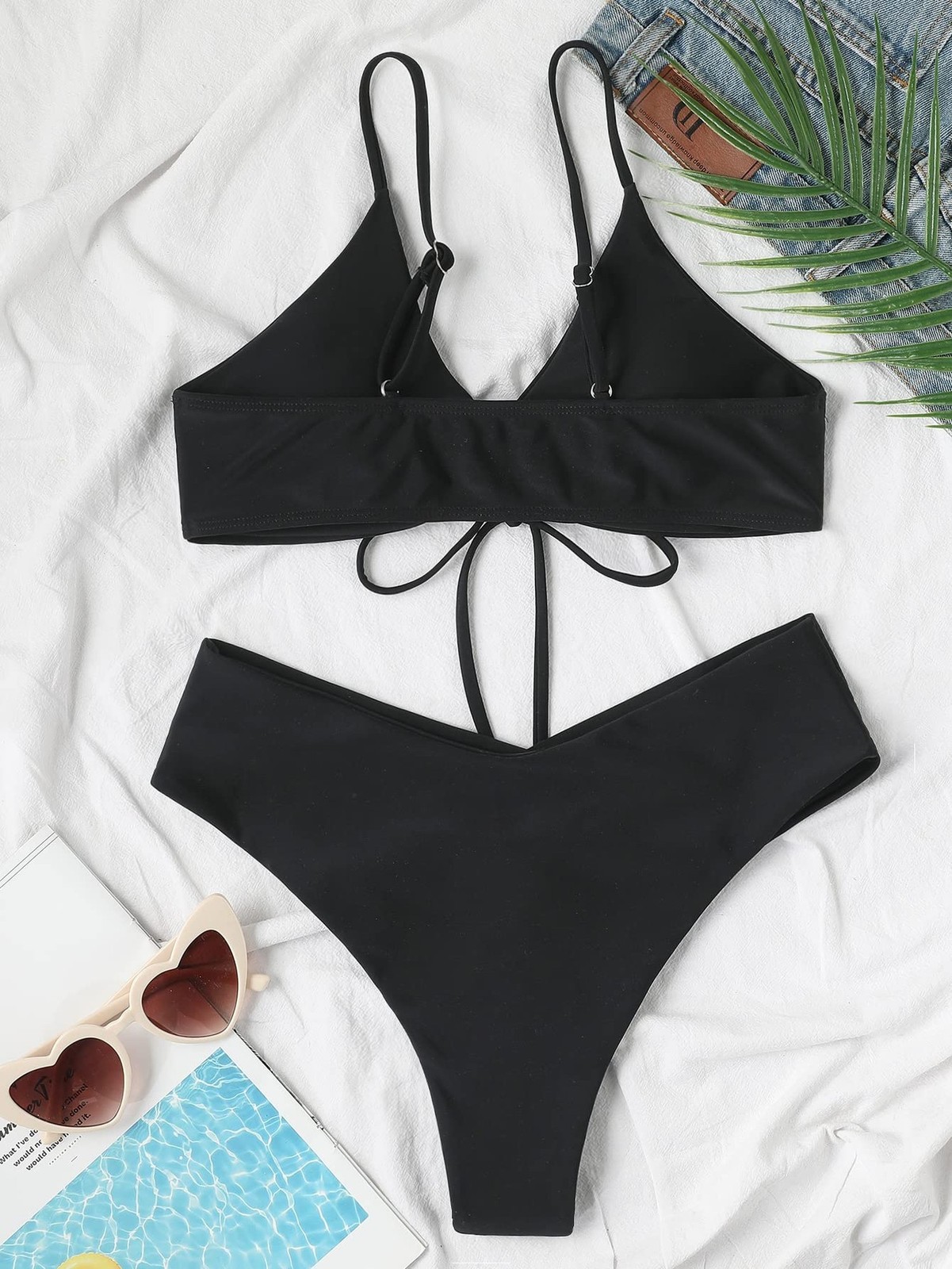 Meetall Women’s High Cut String Triangle Bikini Set Swimsuits Sexy Bathing Su…