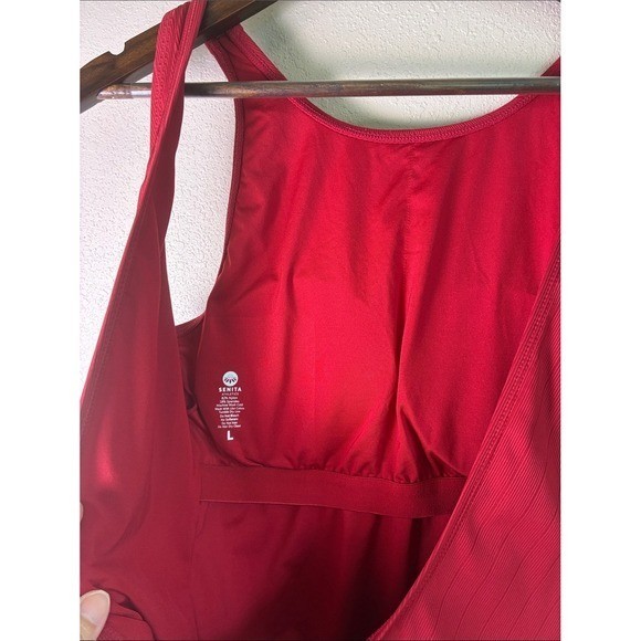 SENITA Athletics Large Red One Piece Swimsuit Modest Full Coverage Beach Resort