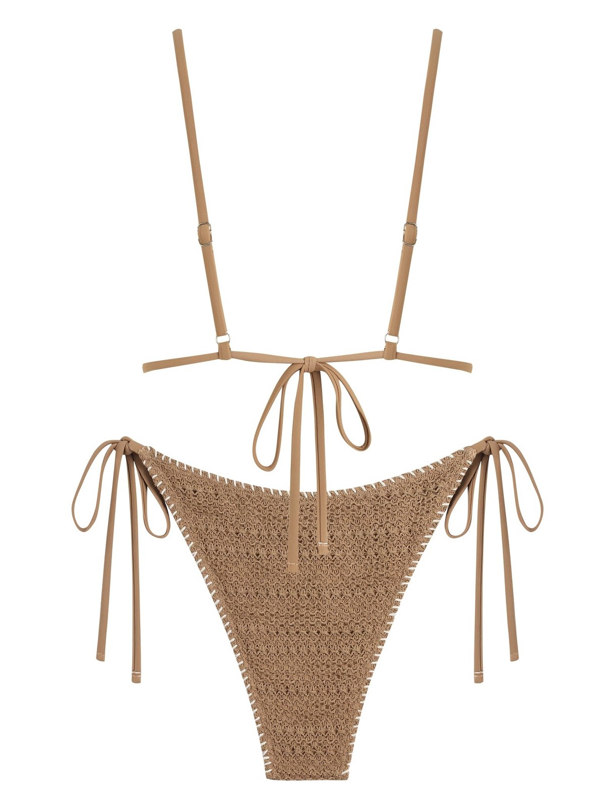 ZAFUL Women’s Sexy Triangle Bikini Set Crochet Tie Side String Cheeky Swimsui…
