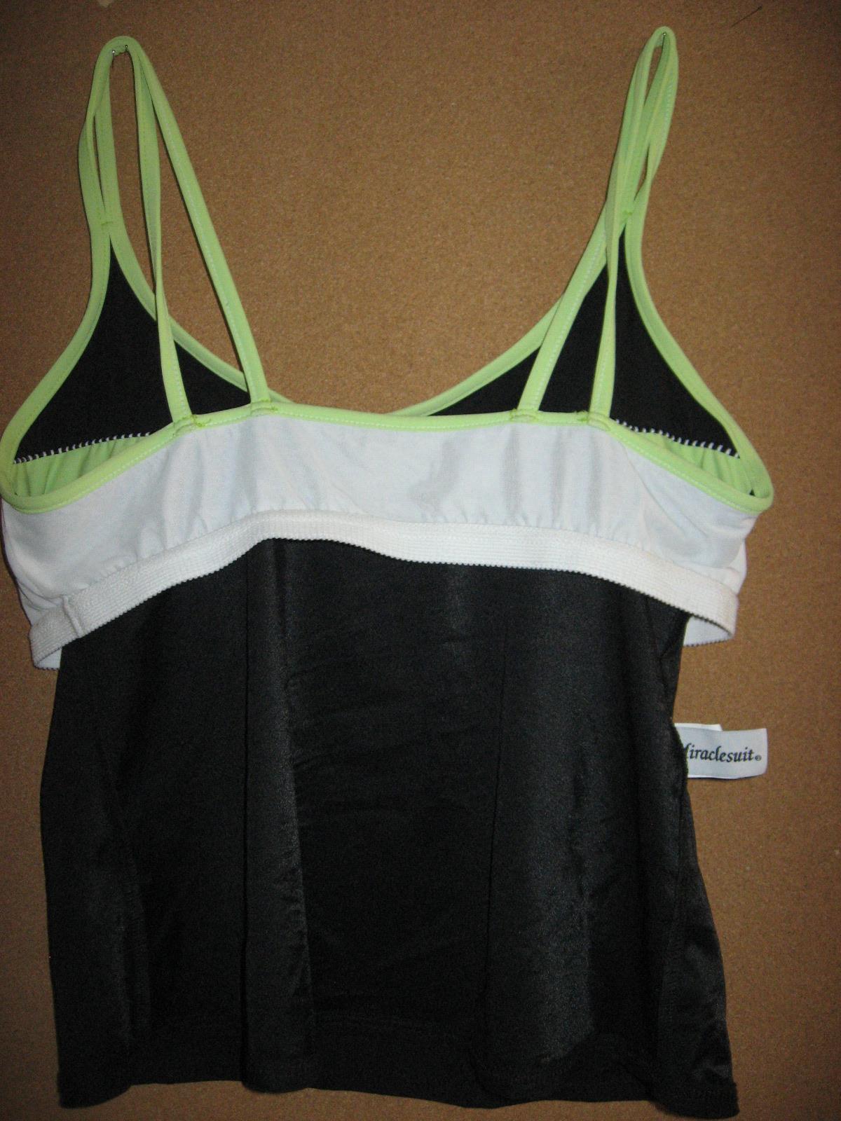 Miracle Suit 16 Bathing tank top ONLY * soft padded cup bra tankini Green Black