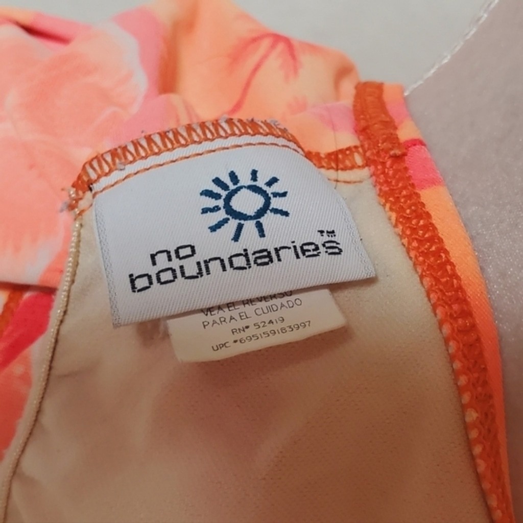 No Boundaries Vintage 90s Neon Orange Pink Tankini Boyshorts Two-Piece Bikini