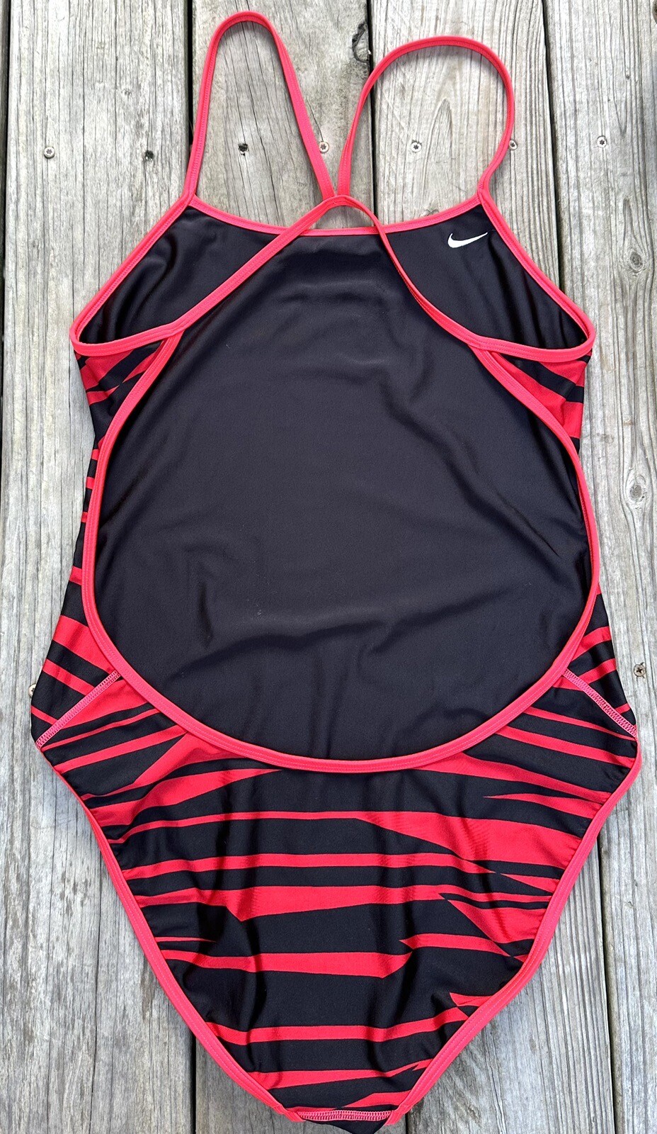Ladies Swimsuit SPEEDO 1 Pc Tank Red + Black Print See Measurements
