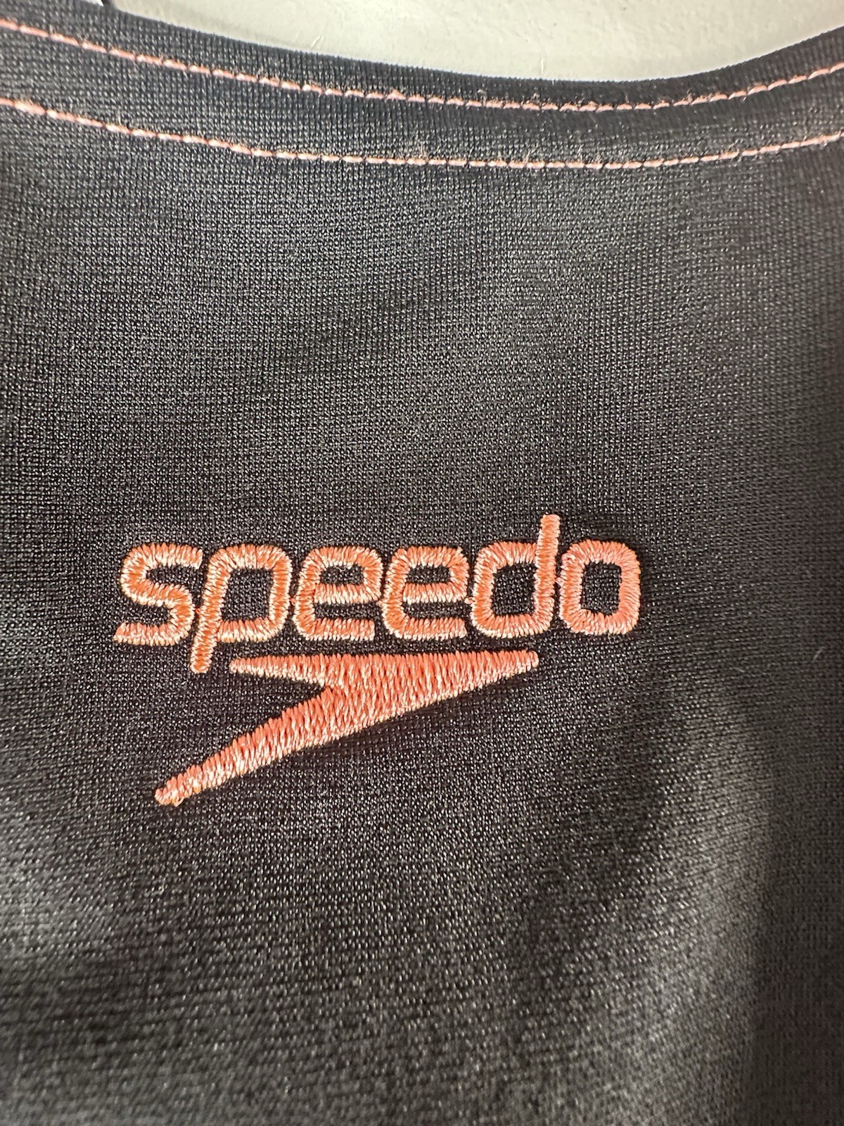 Speedo Girl’s Boom Splice Racerback Muscleback Swimsuit Black Orange Size 8