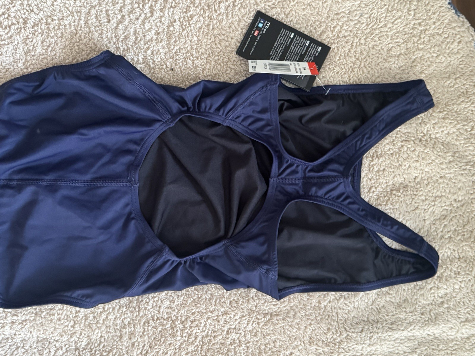 TYR Navy Competitive One Piece Maxback Swimsuit Size 34 Polyester/Spandex