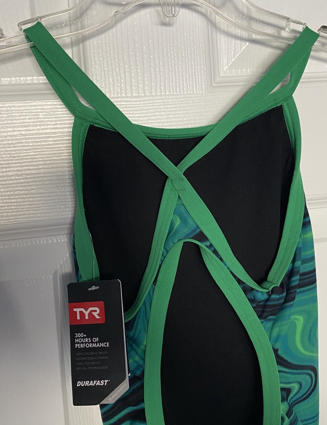TYR Women’s Durafast Elite Diamondfit Swimsuit Green Vitality 30 Small