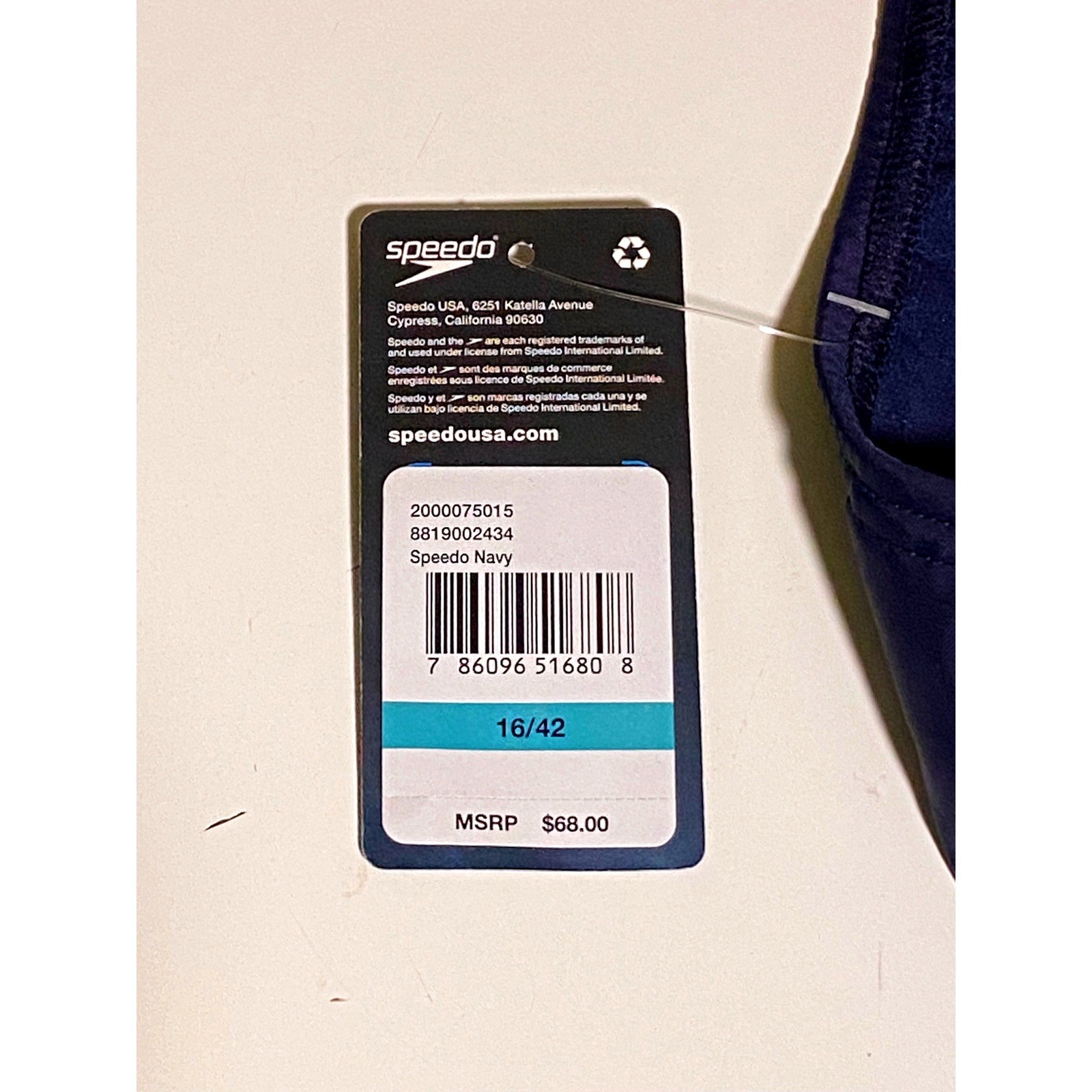 Speedo PowerFLEX Womens One Piece Swimsuit Navy Blue Racerback Size 16/42 NEW