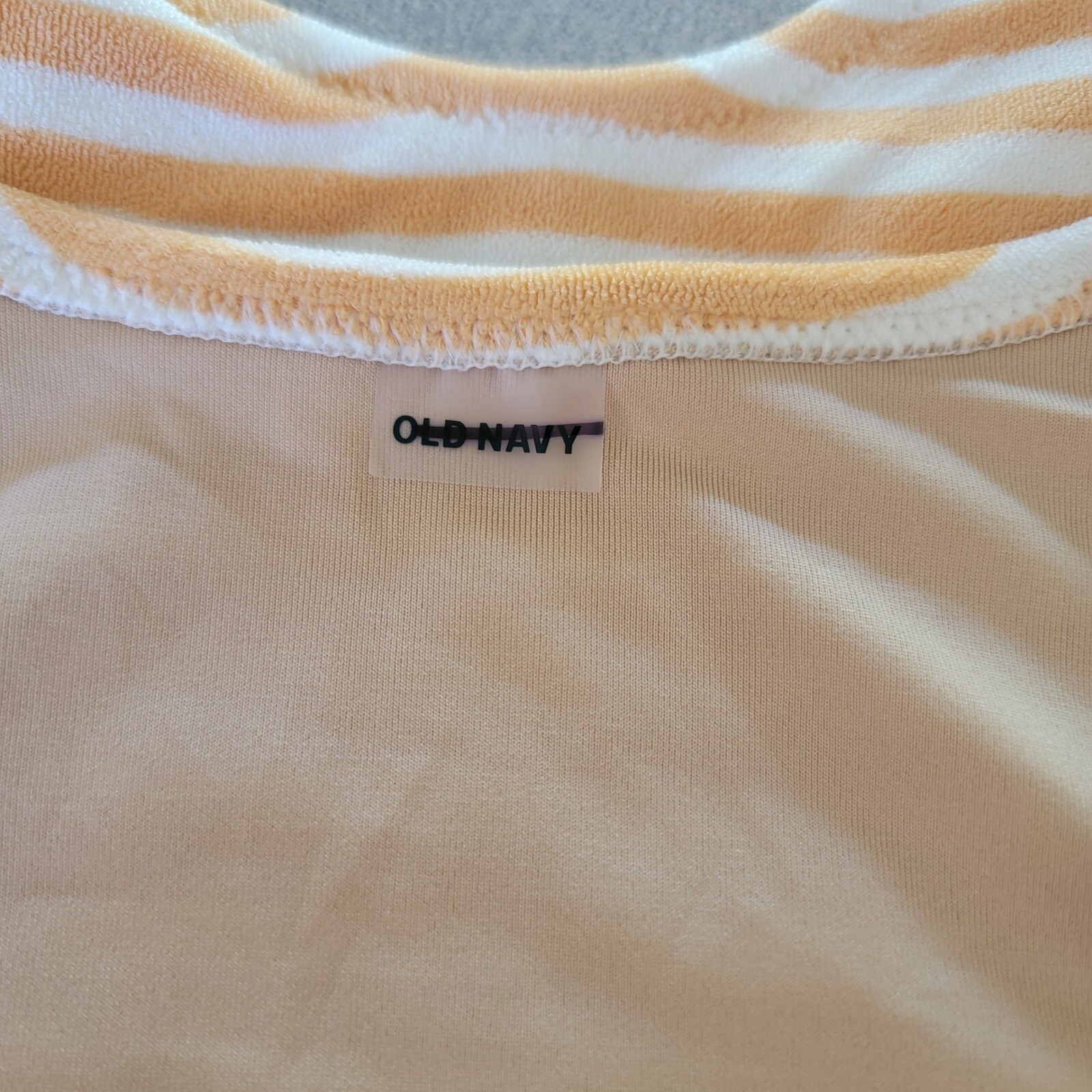 Old Navy Orange & Cream Striped Swim Top Beach Vacation V-Neck 4X Soft Material