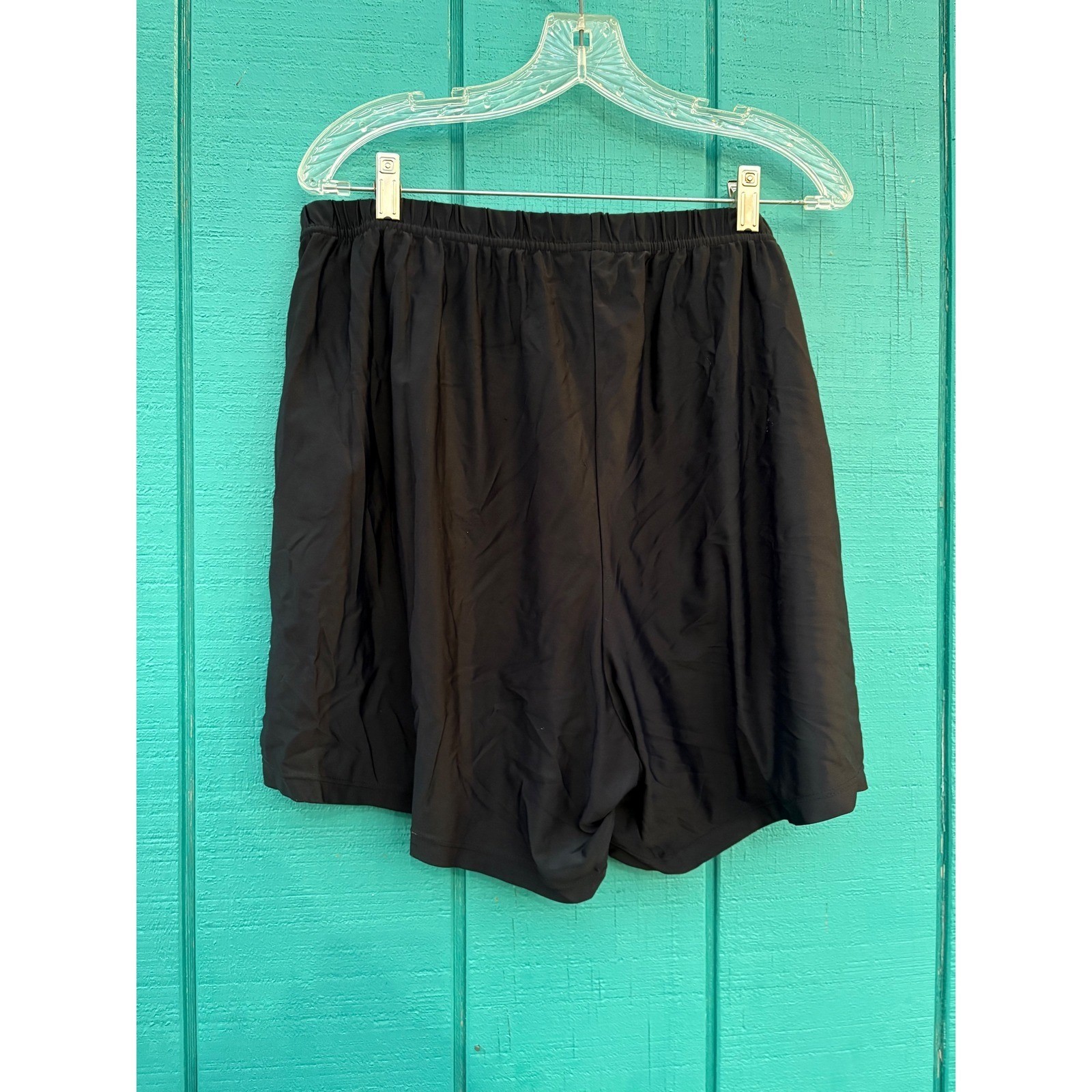 Women’s 2XL Black Swim Shorts Board Shorts Elastic Waist Pockets UPF 50+