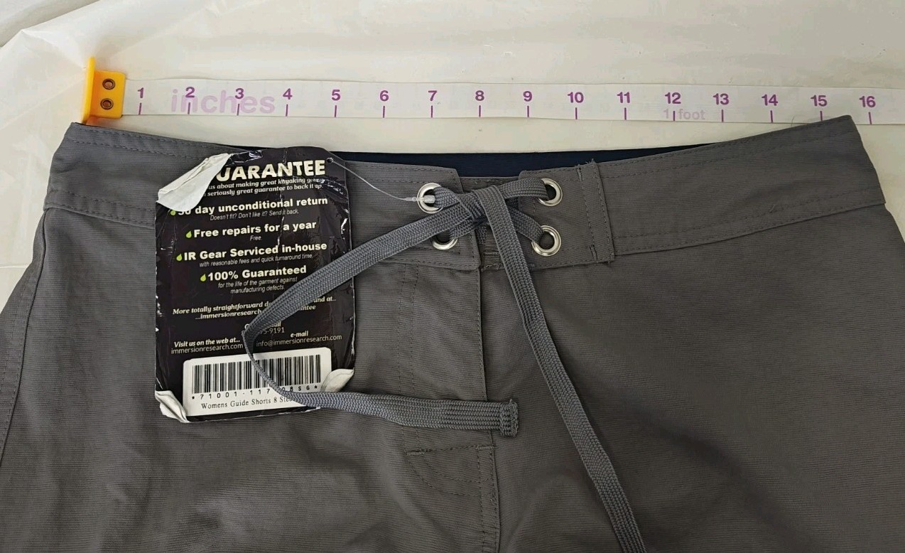 NWT Immersion Research Womens Guide Shorts Size 8 Gray Kayak Raft Board Shorts