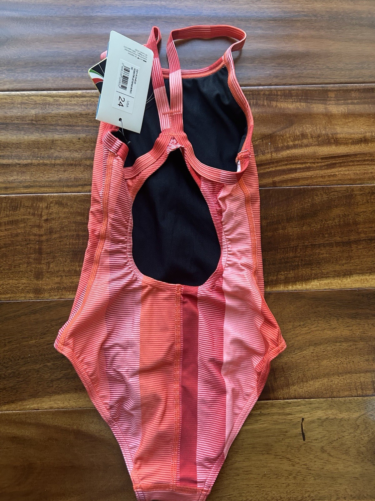 Arena Women Blended Strip Swim Suit , Arena Training Suit, Size 24 Color Red