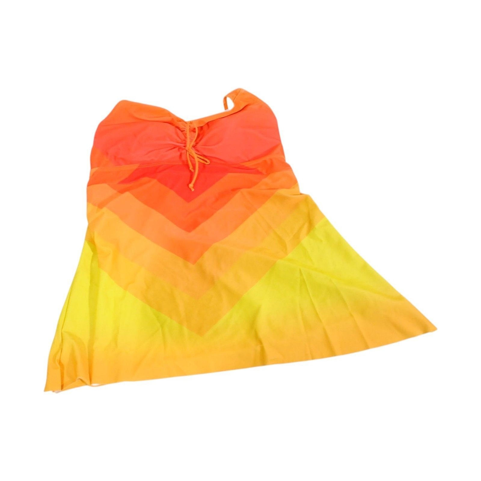 Plus Size 5XL Gradient Orange Yellow Swim dress Shorts Set Bunched Bust Padd