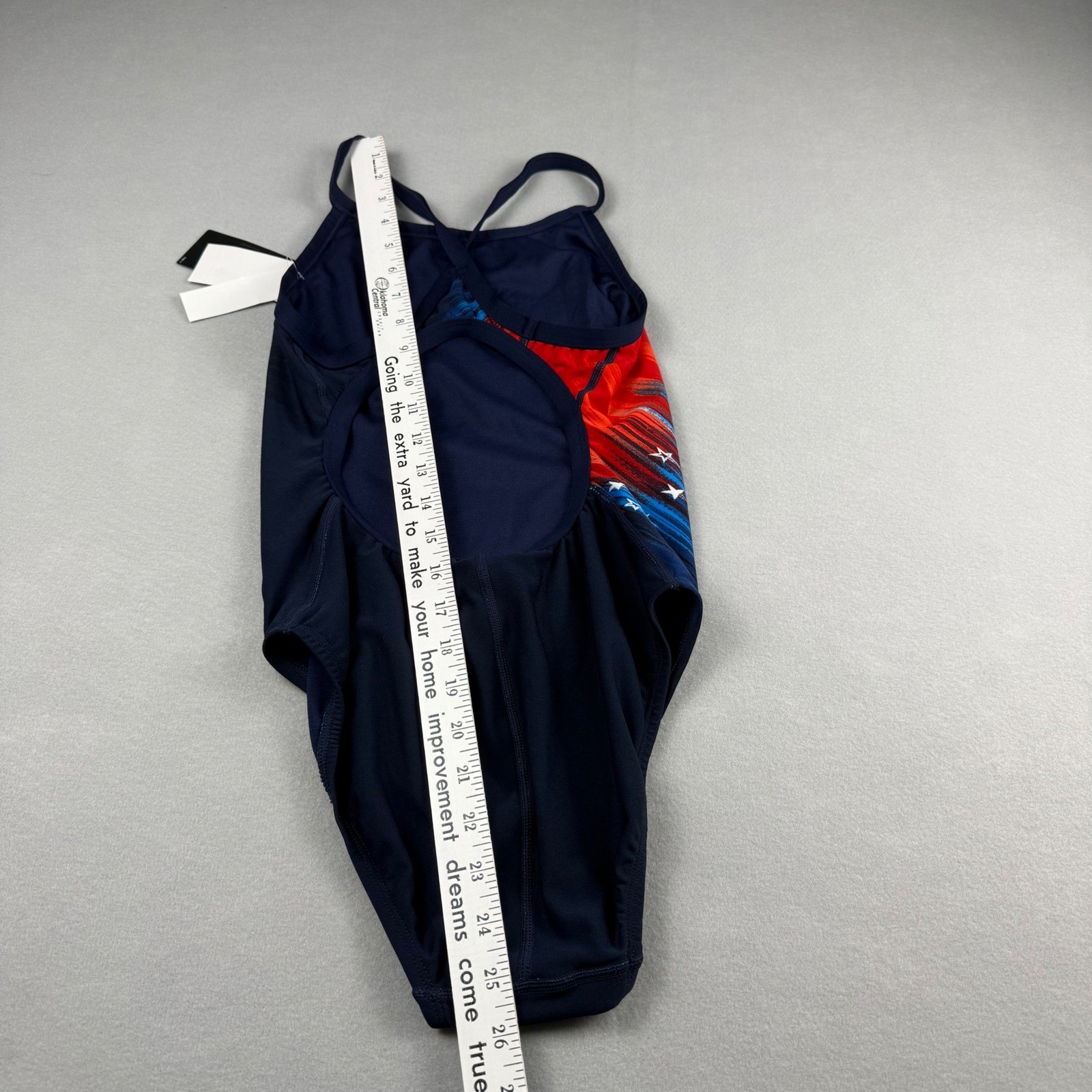TYR Womens M 34 One Piece Swimsuit Navy Red White USA Durafast Elite NWT