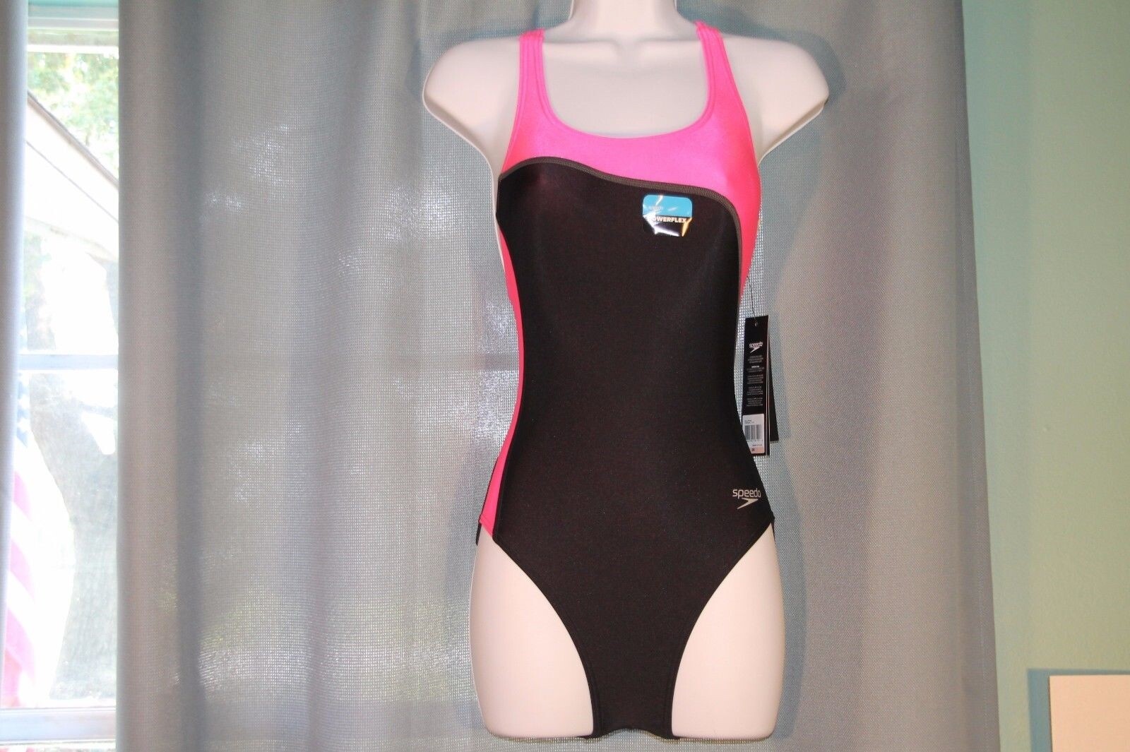 NWT Swimsuit Speedo Boom Splice Super Pro Back – PowerFLEX Black Pink Sz 28 1-pc