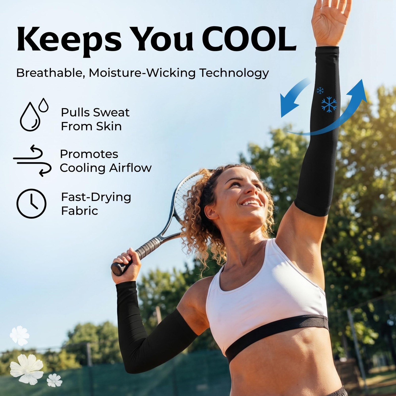 SportsTrail Cooling Arm Sleeves for Men & Women Breathable, UV Sun Protection,