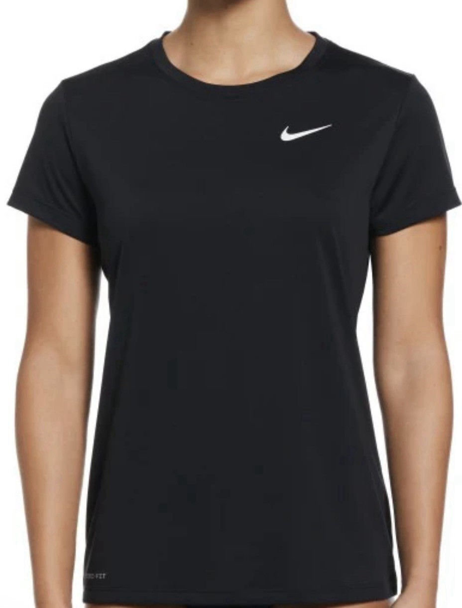 Nike Swim Shirt women’s Black Dri-Fit ShortSleeve UPF 40+ Pullover Worn Onc Sz-M