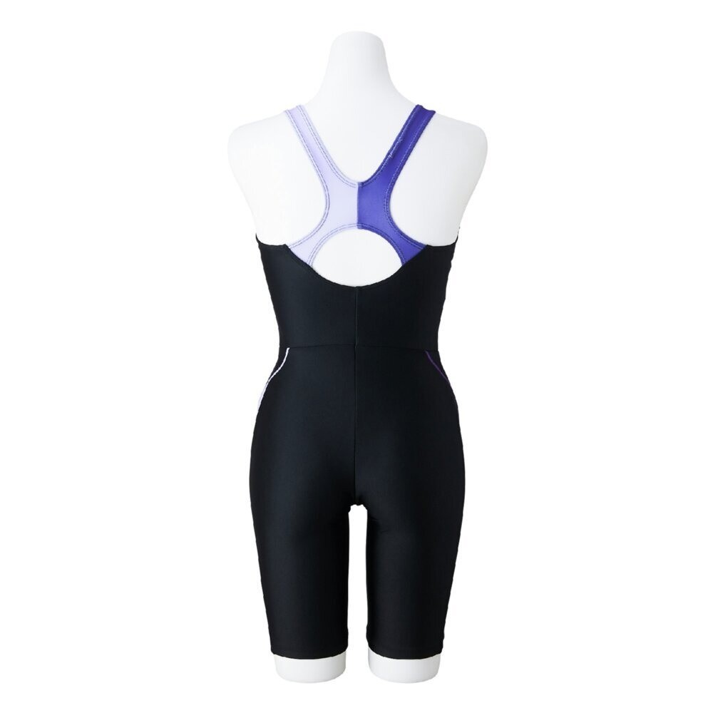 Mizuno Women’s Swim Fitness All-in-One Swimsuit Two-Tone Design Black/Lavender