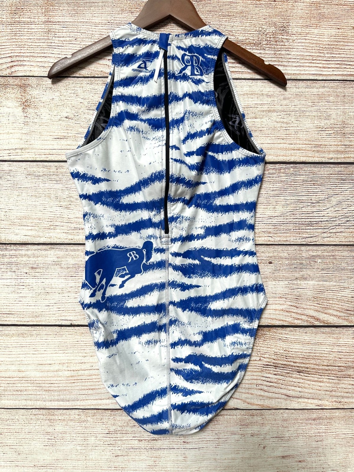 Agon Speedline 2.0 Women’s Competition Swimsuit Size 40 Blue White Racing Suit