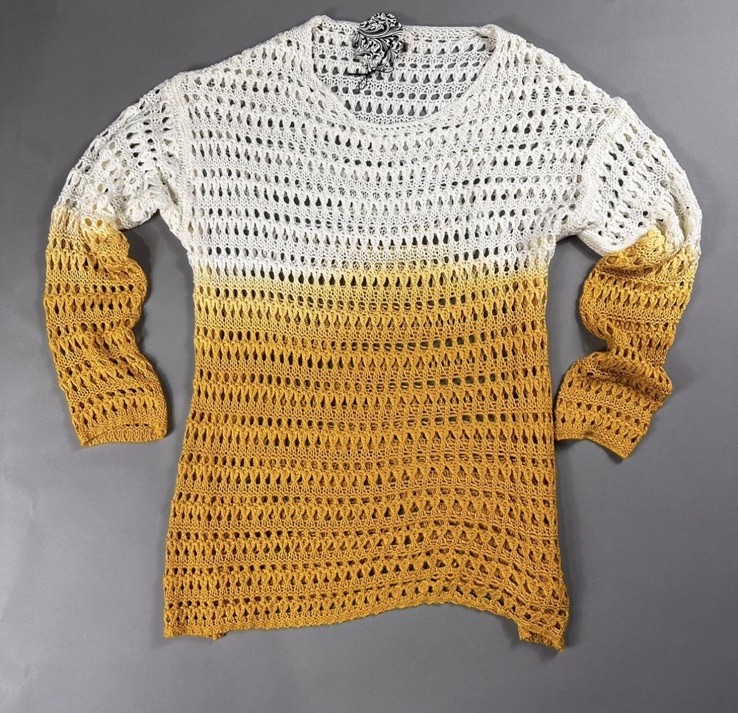 Lightweight Open-Knit Cover Up White & Yellow M/L NWT From Local Boutique New