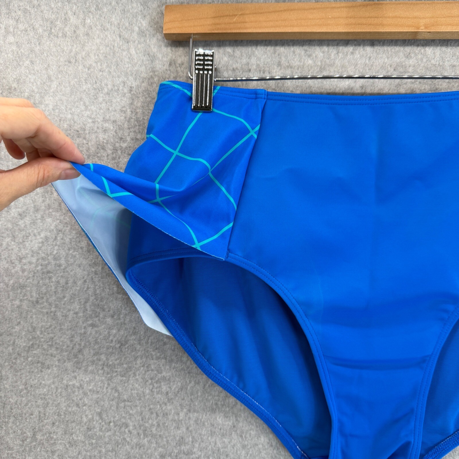 Spanx Swim Skirted Bikini Bottom High Waist Tummy Control Blue Womens Size 12