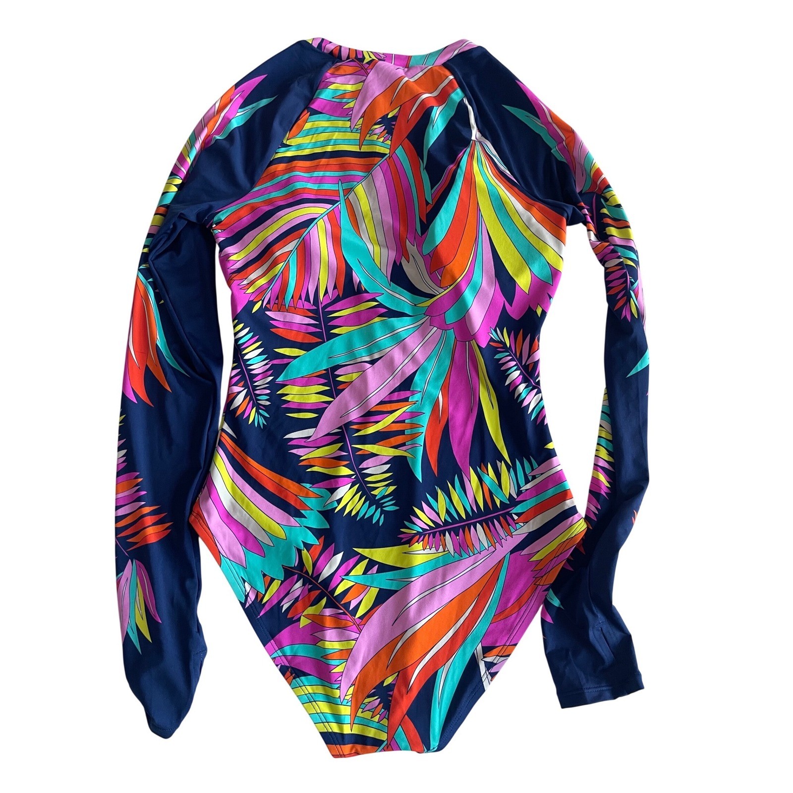 Trina Turk Paralia Long-Sleeve Zip-Up Paddle Suit, Rash Guard Size Medium