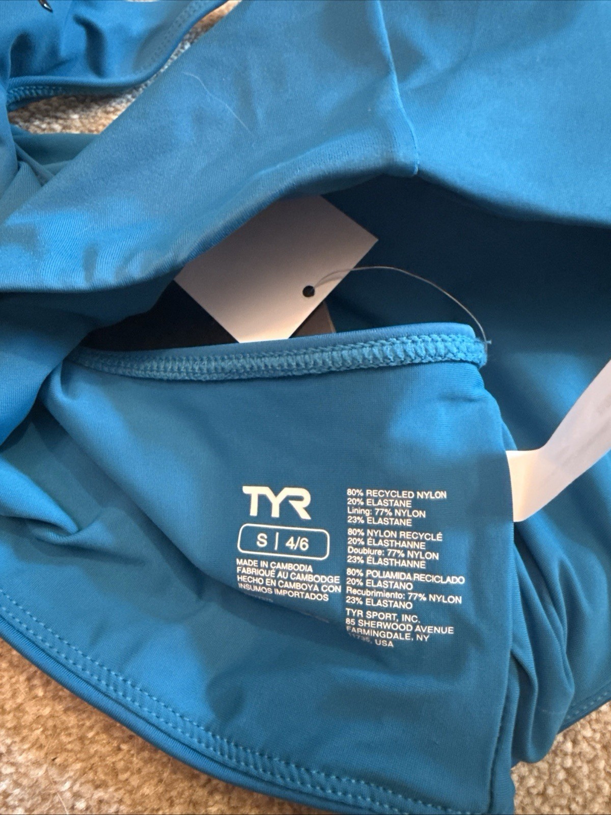 TYR Saylr Raceback Bikini Top Blue with Padding