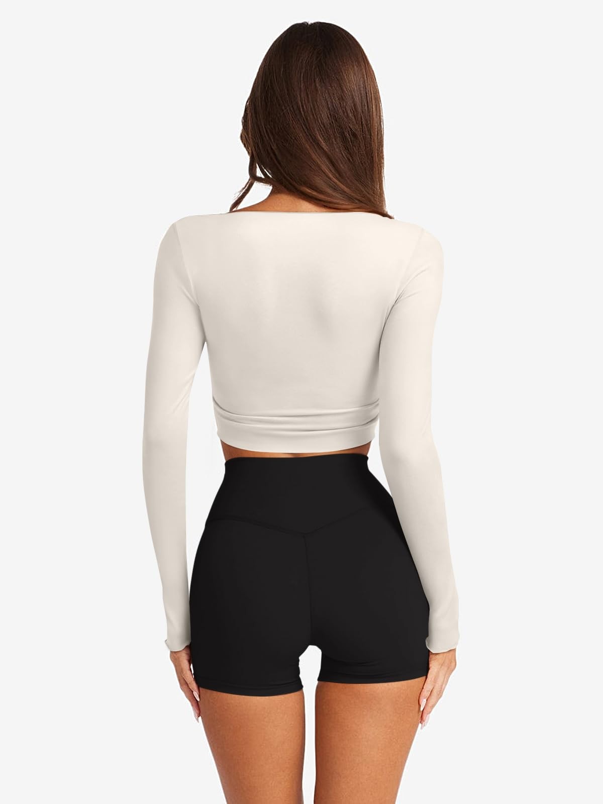 Laslulu Womens White Pilates Wrap Top Long Sleeve Workout Tops Bolero Shrugs