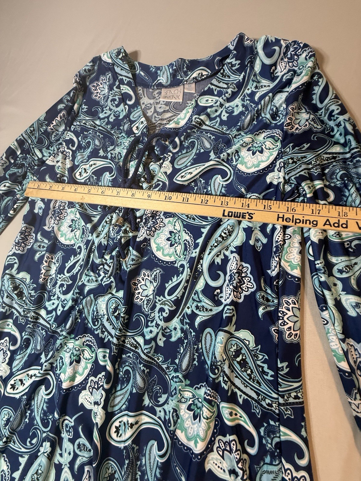 Ladies Beach break Swim Cover Up Paisley Blue Green Size M