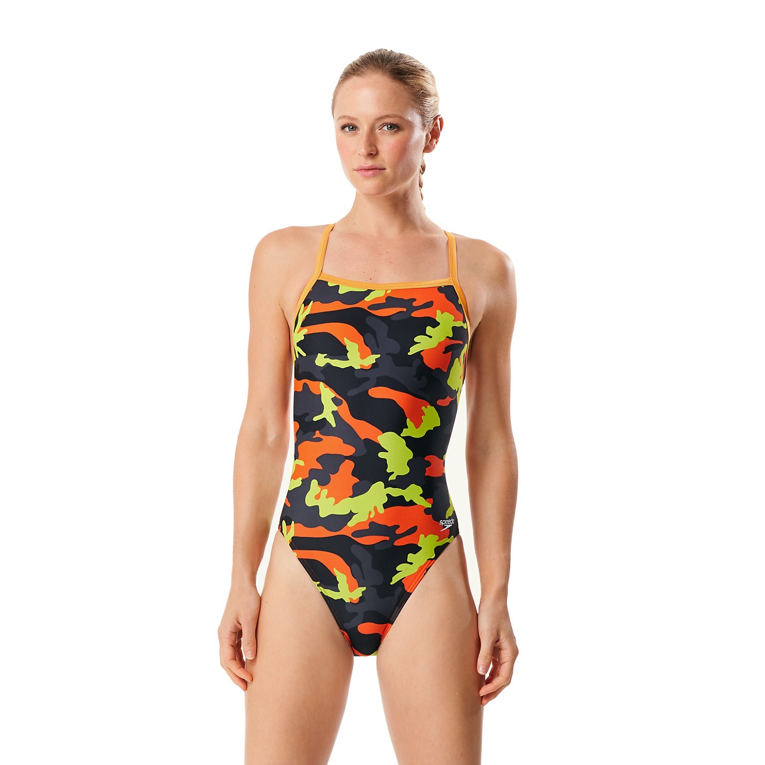 SPEEDO Women’s Girl’s Camo Squad Flyback One Piece Competition Swimsuit