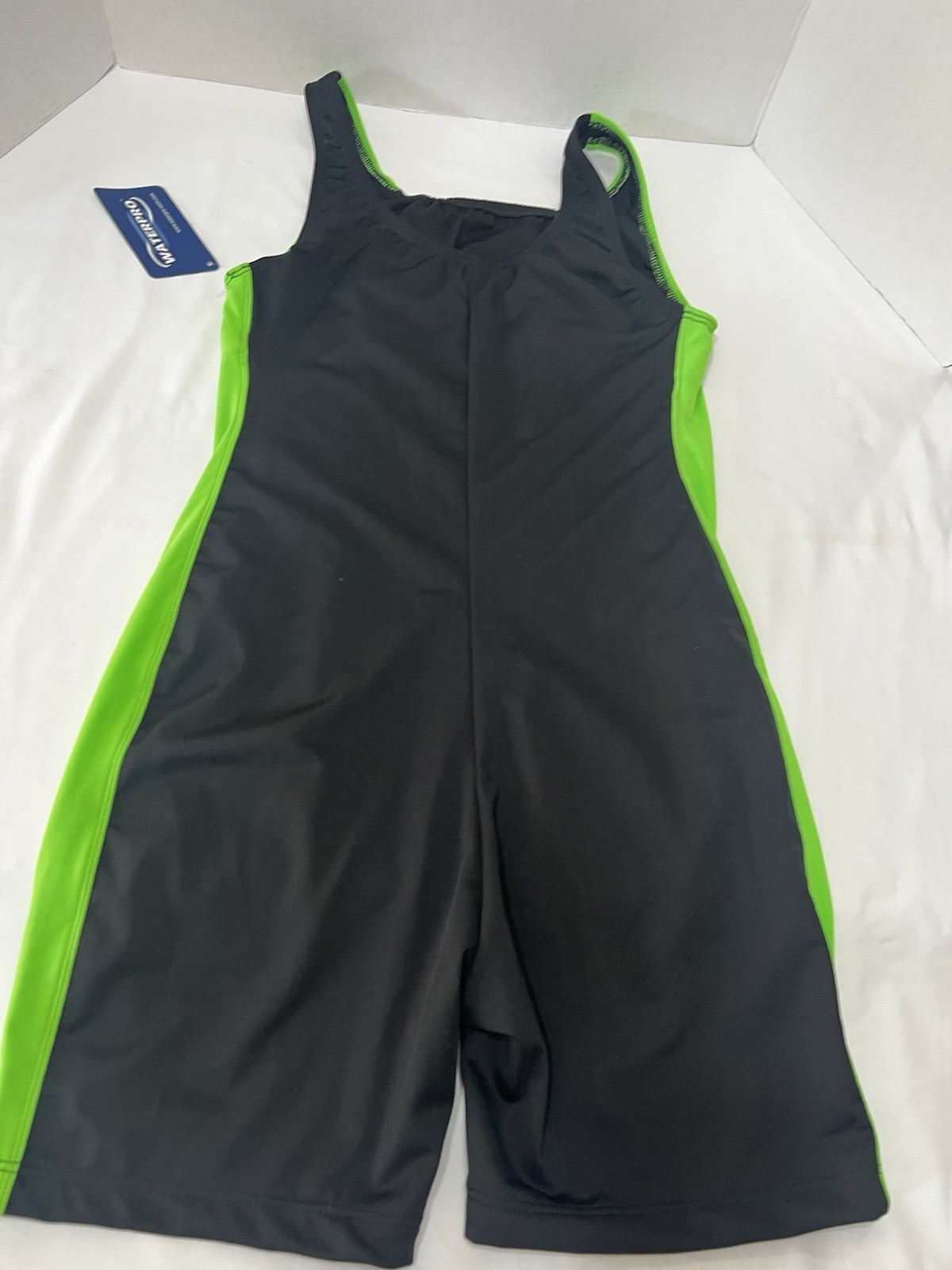 WATERPRO Splice Unitard Poly/PBT Competitive Swimwear Black/Lime Size 16