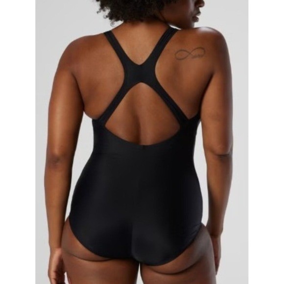 New SPEEDO Size 10 Black UPF 50 Moderate Ultraback PowerFLEX One Piece Swimsuit